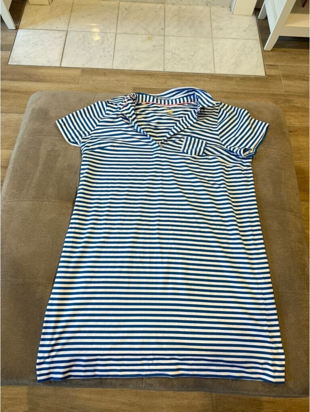 Lilly Pulitzer Blue White Striped T-Shirt Dress XXL